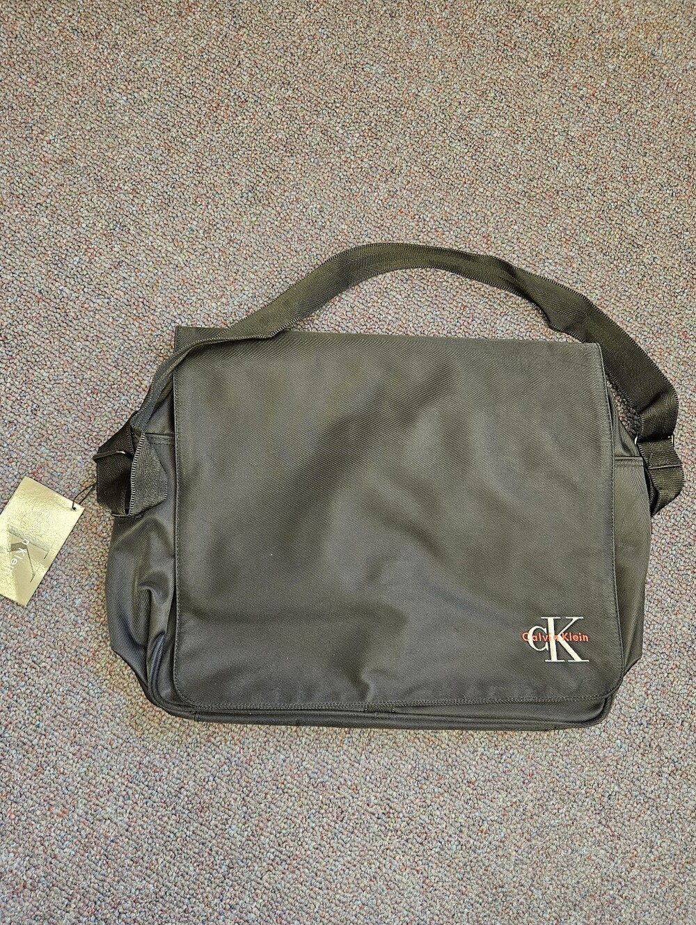 Calvin Klein Black Messenger Bag with CK Logo